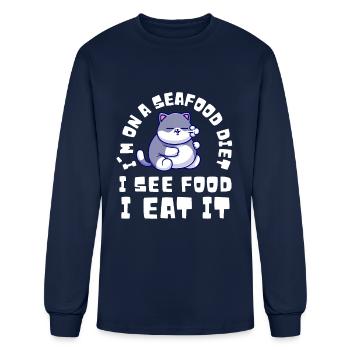 Fat Cat Obesity - Men's Long Sleeve T-Shirt - navy - Front