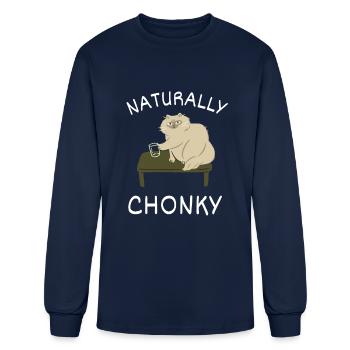Chonk Cat Obesity - Men's Long Sleeve T-Shirt - navy - Front