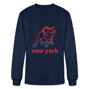 NY Stock Exchange Bull - Men's Long Sleeve T-Shirt - navy - Front
