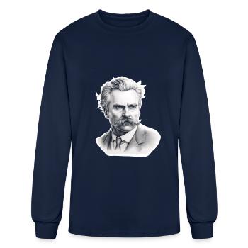 Friedrich Nietzsche: Detailed Pencil Art - Men's Long Sleeve T-Shirt - navy - Front
