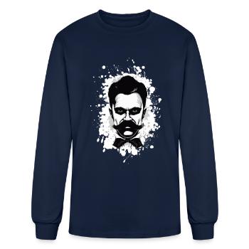 Friedrich Nietzsche: Abstract Portrait - Men's Long Sleeve T-Shirt - navy - Front