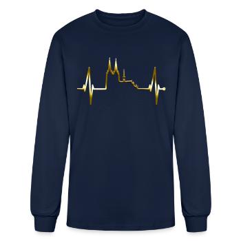 Cologne Skyline Heartbeat Köln Fan Gold Cathedral - Men's Long Sleeve T-Shirt - navy - Front