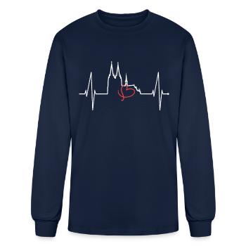 Cologne Skyline Heartbeat Köln Fan Heart Cathedral - Men's Long Sleeve T-Shirt - navy - Front