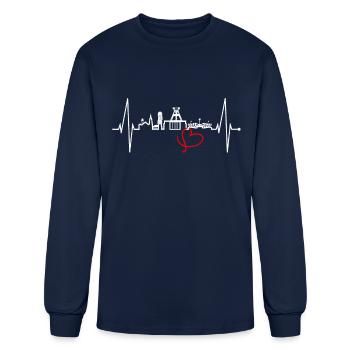 Bochum Skyline Heartbeat Ruhrpott Germany Lover - Men's Long Sleeve T-Shirt - navy - Front