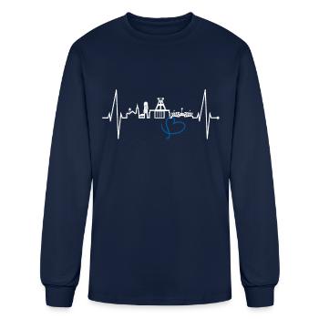 Bochum Skyline Heartbeat Ruhrpott Germany Lover - Men's Long Sleeve T-Shirt - navy - Front