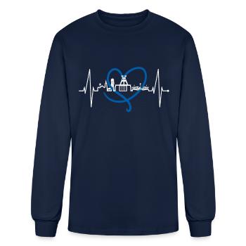 Bochum Skyline Heartbeat Ruhrpott Germany Lover - Men's Long Sleeve T-Shirt - navy - Front