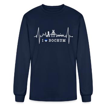 Bochum Skyline Heartbeat Ruhrpott Germany Lover - Men's Long Sleeve T-Shirt - navy - Front