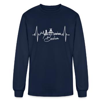Bochum Skyline Heartbeat Ruhrpott Germany Lover - Men's Long Sleeve T-Shirt - navy - Front