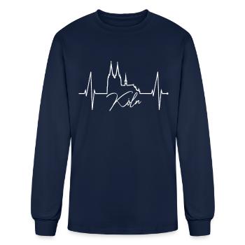 Cologne Skyline Heartbeat Köln Fan Heart Cathedral - Men's Long Sleeve T-Shirt - navy - Front
