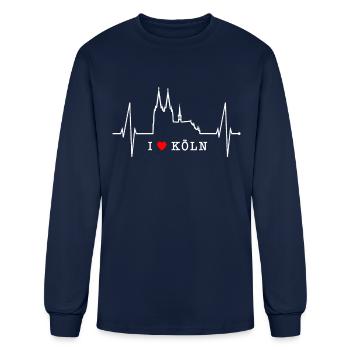 Cologne Skyline Heartbeat Köln Fan Heart Cathedral - Men's Long Sleeve T-Shirt - navy - Front