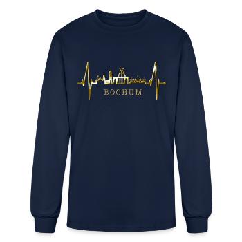 Bochum Skyline Heartbeat Ruhrpott Germany Lover - Men's Long Sleeve T-Shirt - navy - Front