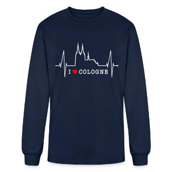 Cologne Skyline Heartbeat Köln Fan Heart Cathedral - Men's Long Sleeve T-Shirt - navy - Front