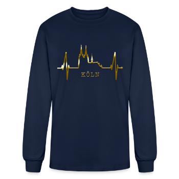 Cologne Skyline Heartbeat Köln Fan Heart Cathedral - Men's Long Sleeve T-Shirt - navy - Front