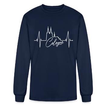 Cologne Skyline Heartbeat Köln Fan Heart Cathedral - Men's Long Sleeve T-Shirt - navy - Front