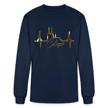 Cologne Skyline Heartbeat Köln Fan Heart Cathedral - Men's Long Sleeve T-Shirt - navy - Front