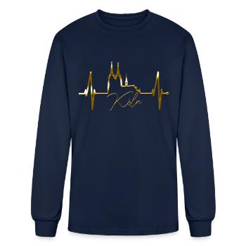 Cologne Skyline Heartbeat Köln Fan Heart Cathedral - Men's Long Sleeve T-Shirt - navy - Front