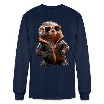Mole with Sunglasses I Love Moles Cute Mole - Men's Long Sleeve T-Shirt - navy - Front