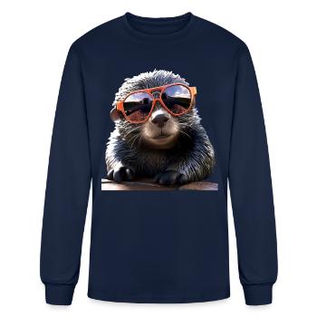 Mole with Sunglasses I Love Moles Cute Mole - Men's Long Sleeve T-Shirt - navy - Front