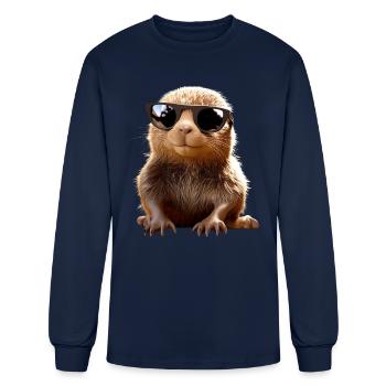 Mole with Sunglasses I Love Moles Cute Mole - Men's Long Sleeve T-Shirt - navy - Front