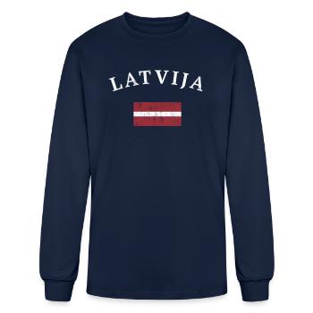 latvia flag Latvijas Latvian - Men's Long Sleeve T-Shirt - navy - Front