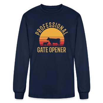 professional gate opener, cow Gate opener - Men's Long Sleeve T-Shirt - navy - Front
