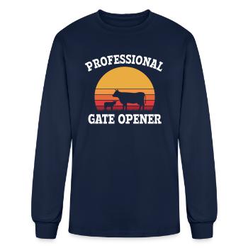 professional gate opener, cow Gate opener - Men's Long Sleeve T-Shirt - navy - Front