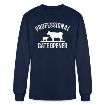professional gate opener, cow Gate opener - Men's Long Sleeve T-Shirt - navy - Front