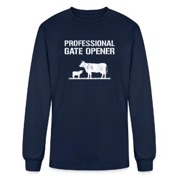 professional gate opener, cow Gate opener - Men's Long Sleeve T-Shirt - navy - Front