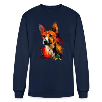 basenji dog, vintage basenji - Men's Long Sleeve T-Shirt - navy - Front