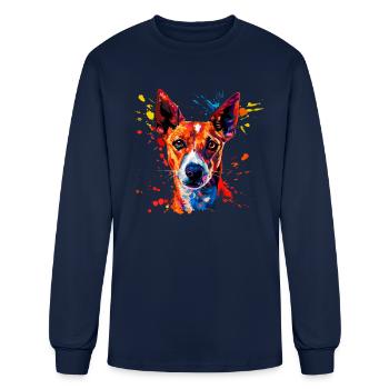 basenji dog, vintage basenji - Men's Long Sleeve T-Shirt - navy - Front