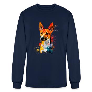 basenji dog, vintage basenji - Men's Long Sleeve T-Shirt - navy - Front