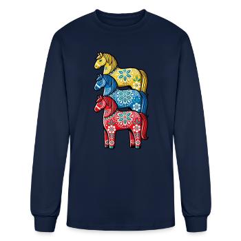 Swedish Dala Horse, Scandinavian sverige sweden - Men's Long Sleeve T-Shirt - navy - Front