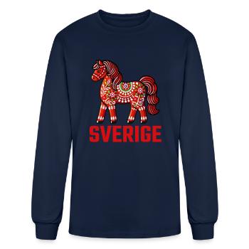 Swedish Dala Horse, Scandinavian sverige sweden - Men's Long Sleeve T-Shirt - navy - Front