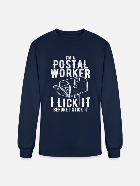 Funny Postal Worker Rude Mailman Postman Gift - Men's Long Sleeve T-Shirt - navy
