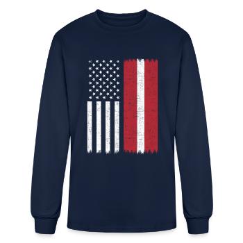 latvian American Flag,, latvia - Men's Long Sleeve T-Shirt - navy - Front