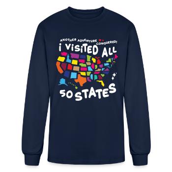 Visitez les 50 États États-Unis 50 États Défi de voyage dans les 50 États - T-shirt à manches longues Homme - marine - Devant