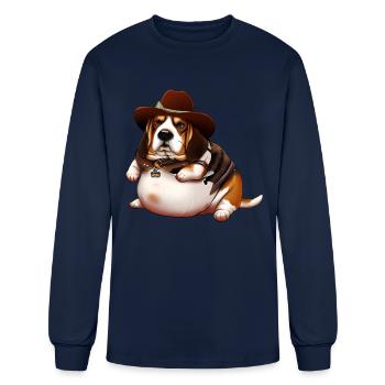 Fat Beagle Cowboy - Men's Long Sleeve T-Shirt - navy - Front