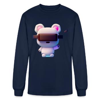 Ours avec casque de réalité virtuelle - T-shirt à manches longues Homme - marine - Devant