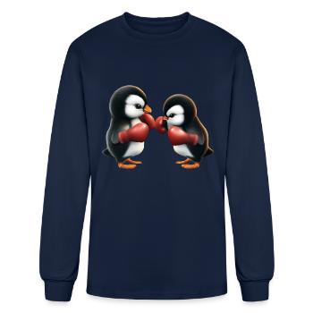 Penguin boxing match - Men's Long Sleeve T-Shirt - navy - Front