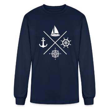 Voile sport voilier voile voile ancre - T-shirt à manches longues Homme - marine - Devant