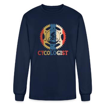 Vintage Cycologist Shirt Cycling Bicycle Gear Gift - Men's Long Sleeve T-Shirt - navy - Front