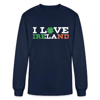 I Love Ireland Irish St. Patricks Day Leprechaun - Men's Long Sleeve T-Shirt - navy - Front