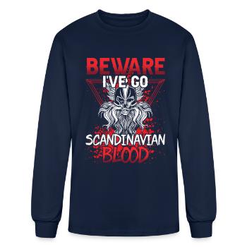 Beware I've Got Scandinavian Blood Scandinavia - Men's Long Sleeve T-Shirt - navy - Front