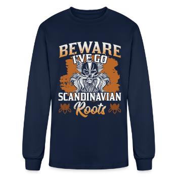 Beware I've Got Scandinavian Roots Scandinavia - Men's Long Sleeve T-Shirt - navy - Front