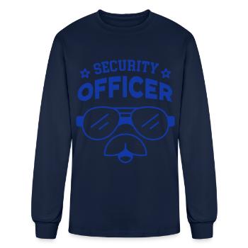Security Officer Doorman Bouncer Guard Job - Men's Long Sleeve T-Shirt - navy - Front