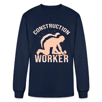 Construction Worker Teamwork Site - Men's Long Sleeve T-Shirt - navy - Front