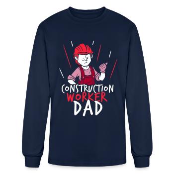 Construction Worker Dad Site Teamwork - Men's Long Sleeve T-Shirt - navy - Front