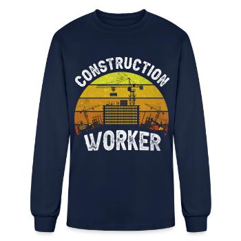 Construction Worker Teamwork Site - Men's Long Sleeve T-Shirt - navy - Front
