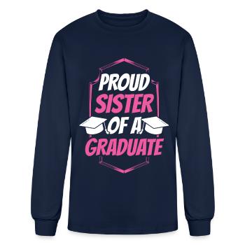 Fière sœur d’un diplômé diplômé - T-shirt à manches longues Homme - marine - Devant