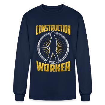 Construction Worker Site Teamwork - Men's Long Sleeve T-Shirt - navy - Front